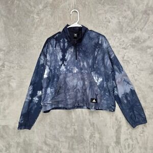Adidas Womens Tie Dye Qtr Zip Pullover Sweatshirt Cropped Athletic XL‎ Oversized